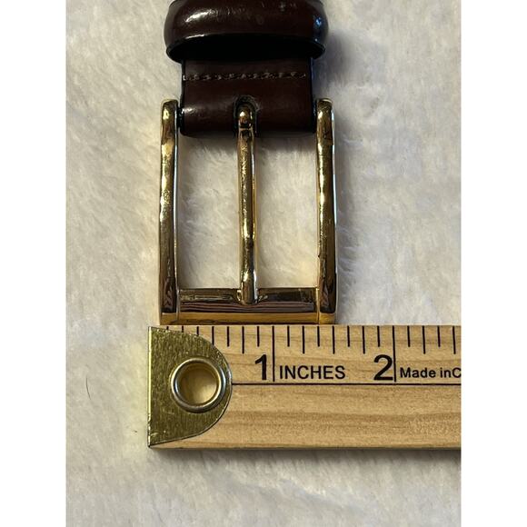 Made in Italy Italian Leather Mens Dress Belt 40/100 Brown Gold Tone Buckle - Picture 3 of 11
